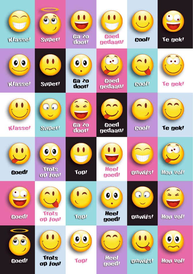 Beloningsstickers smileys met tekst