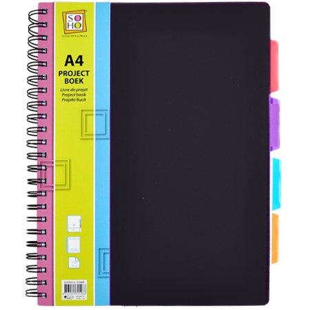 Projectboek A4 23 rings zwart 4tabs 200 vel