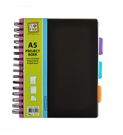Projectboek A5 zwart 3tabs 200 vel