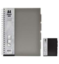 Projectboek A4 23 rings zwart-grijs 4tabs 120 vel