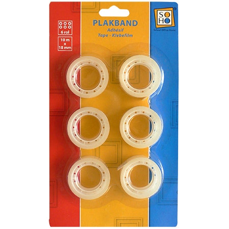 Tape 18mmx10m 6 stuks op blister