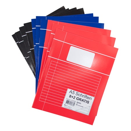 Pak à 10 Schriften A5 lijn basiskleuren