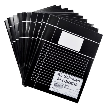 Pak à 10 Schriften A5 lijn zwart