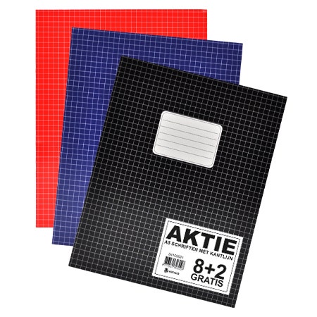 Pak à 10 Schriften A5 ruit 5mm basiskleuren