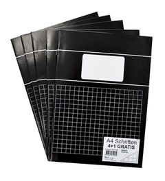 Pak à 5 Schriften A4 ruit 10mm zwart