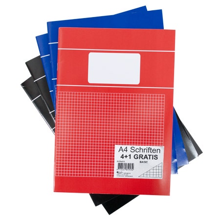 Pak à 5 Schriften A4 ruit 5mm basiskleuren