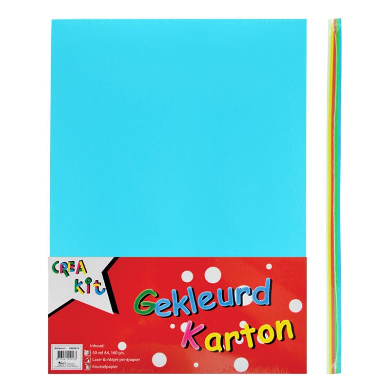 Gekleurd karton A4 160gr 50 vel