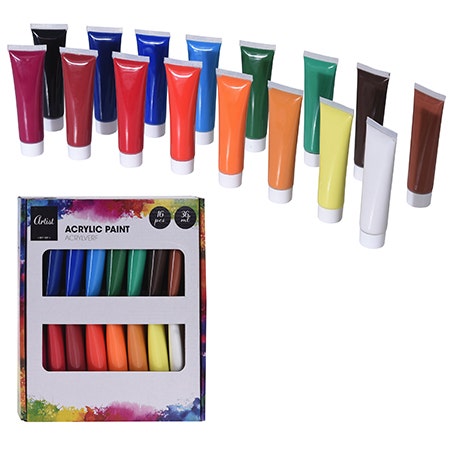 Acrylverf in tube 36ml 16 kleuren