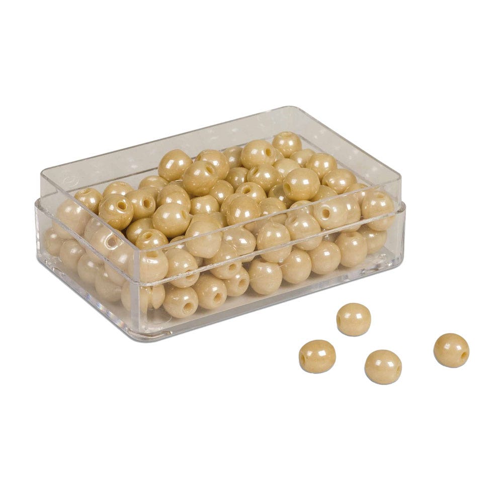 Plastic doosje met 100 gouden kralen: losse kralen glas