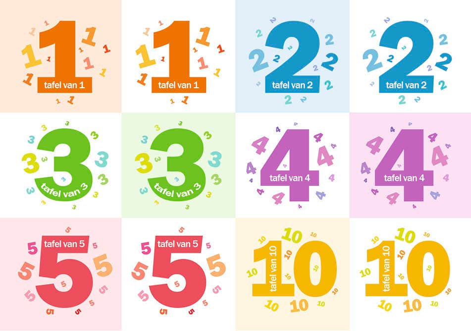 Beloningsstickers tafels 1 2 3 4 5 10