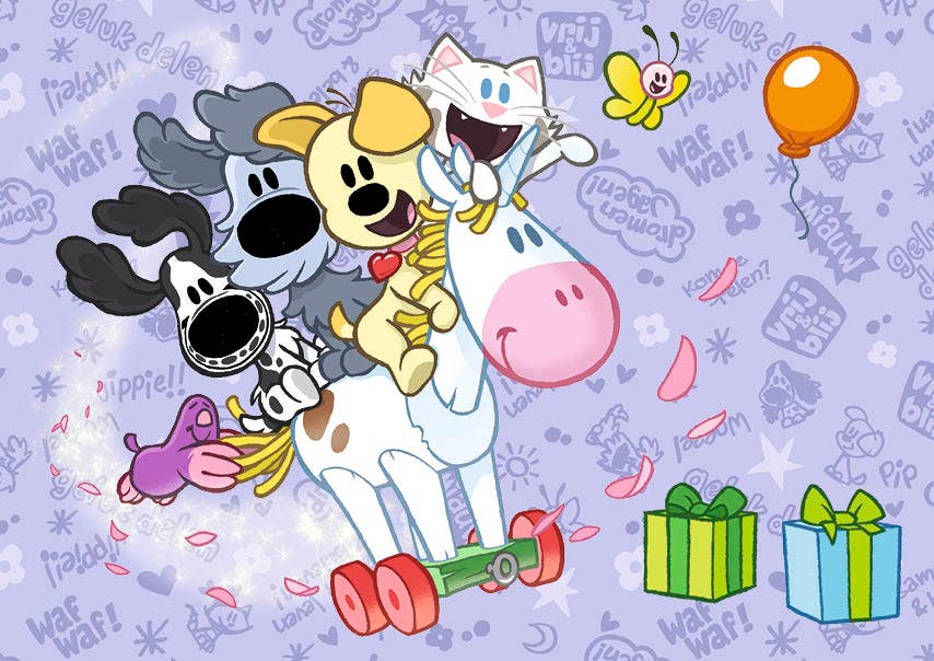 Set van 20 miniposters (A4 kaarten) Woezel & Pip