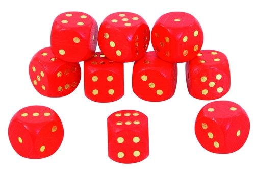 Rode dobbelstenen (10 stuks- 18 mm)