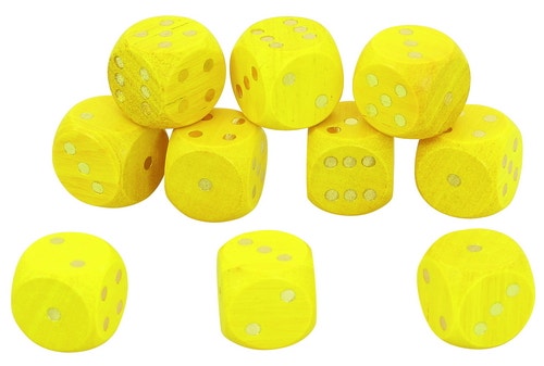 Gele dobbelstenen (10 stuks- 18 mm)