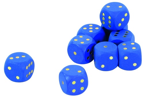 Blauwe dobbelstenen (10 stuks- 18 mm)