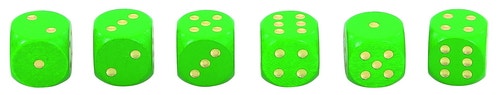 Groene dobbelstenen (10 stuks- 18 mm)