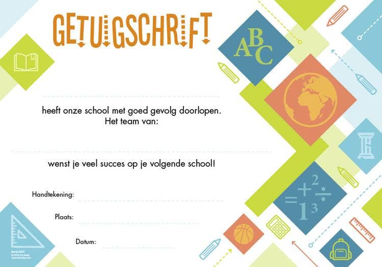 Getuigschrift schooliconen