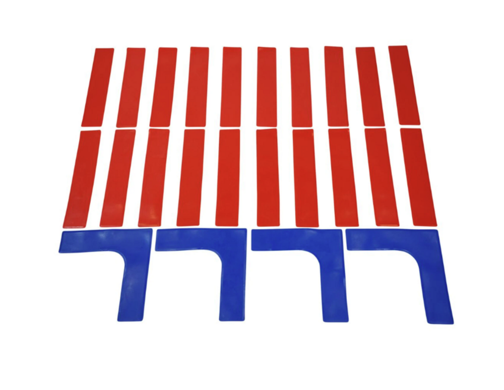 Afbakenset vloermarkeringen rubber | Banen en hoeken (set van 24)