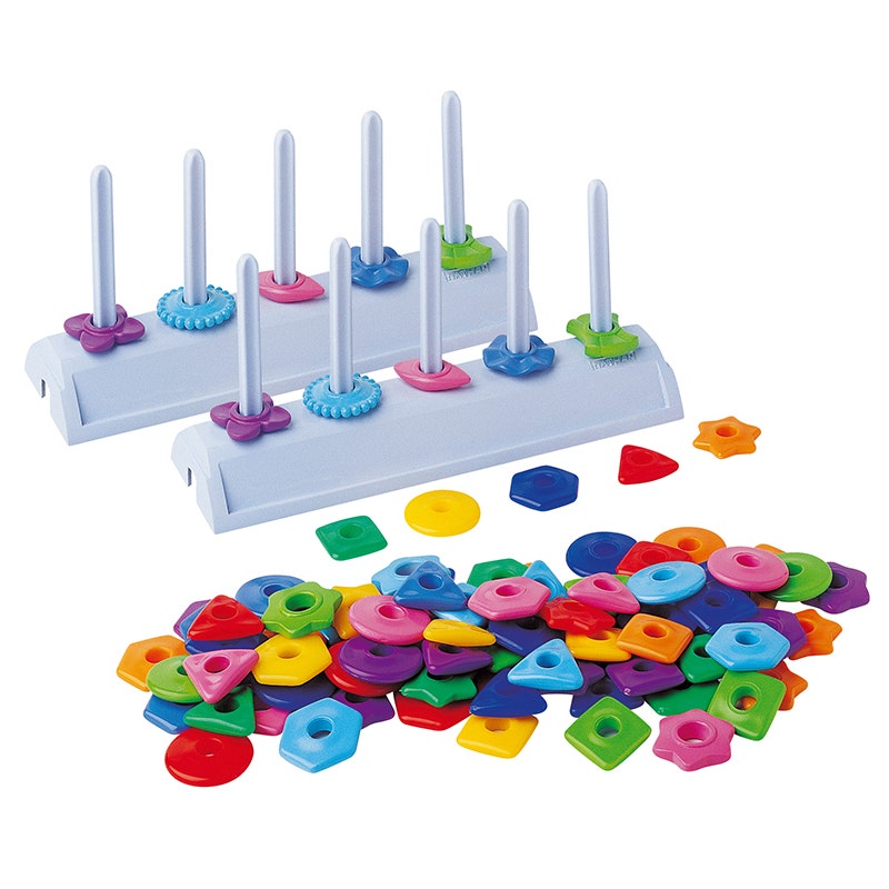 Kleuren en vormen stapelen (set van 2 stapelaars met 100 onderdelen)