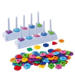 Kleuren en vormen stapelen (set van 2 stapelaars met 100 onderdelen)