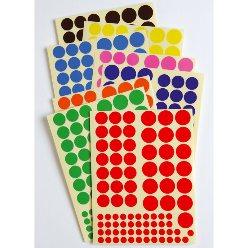 Stickerset - Cirkels (1450 stickers / 3 groottes in 8 kleuren)