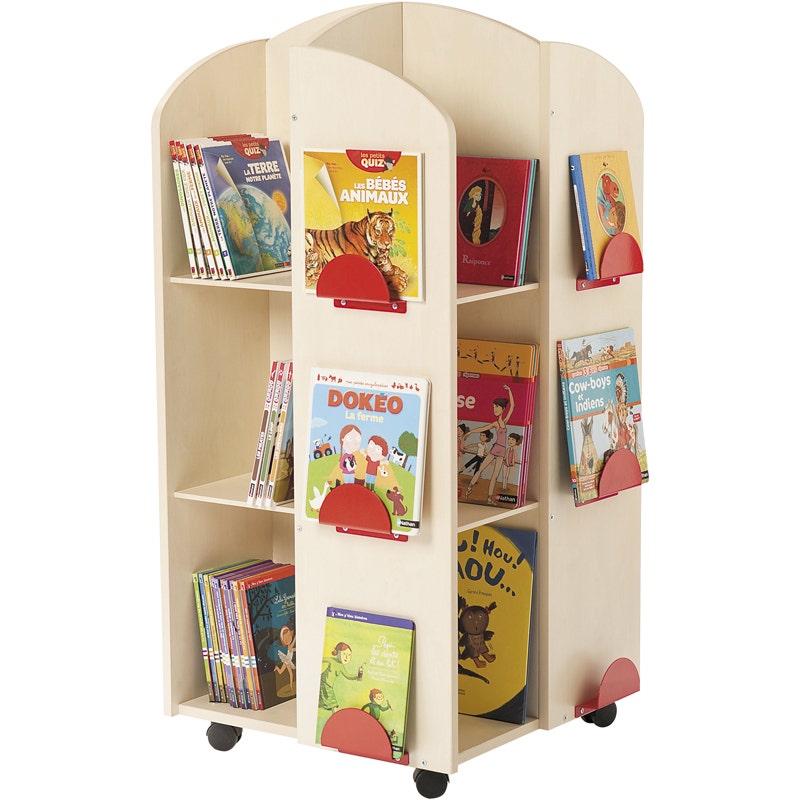 Mobiele hoge boekenwagen (12 opbergvakken)