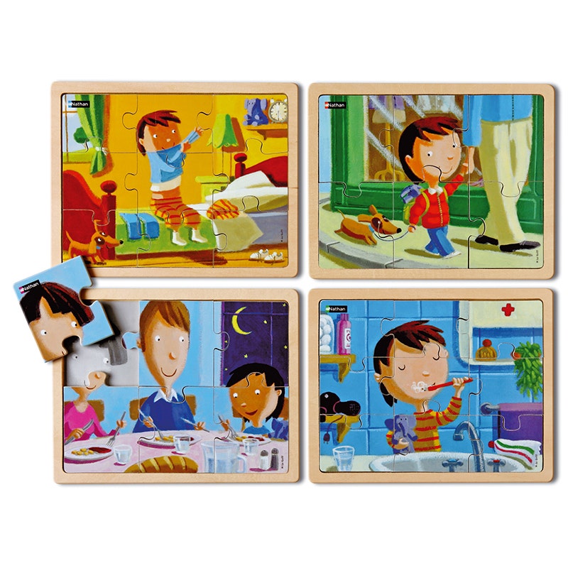 Set van 4 houten puzzels - Dit is mijn dag