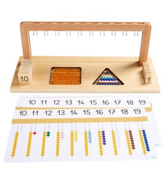 Montessori - Verticaal telraam met rekenstaafjes - getallen 10 t/m 19