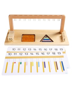 Montessori - Verticaal telraam met rekenstaafjes - getallen 10 t/m 19