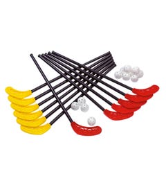 Uni-hockey set met 12 sticks en 12 ballen