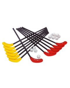 Uni-hockey set met 12 sticks en 12 ballen