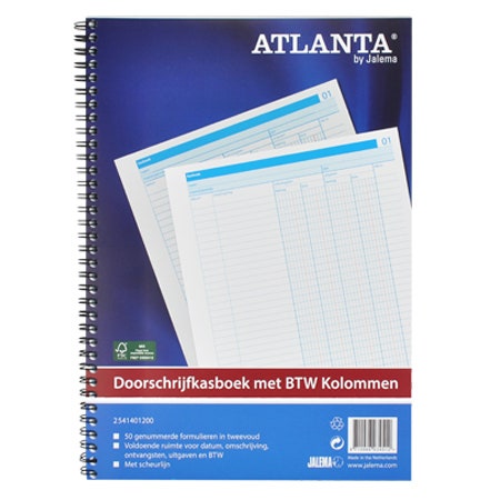 Atlanta doorschrijfkasboek A4 met BTW kolommen