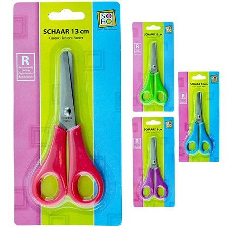 Schaar ronde punt 13cm felle kleuren