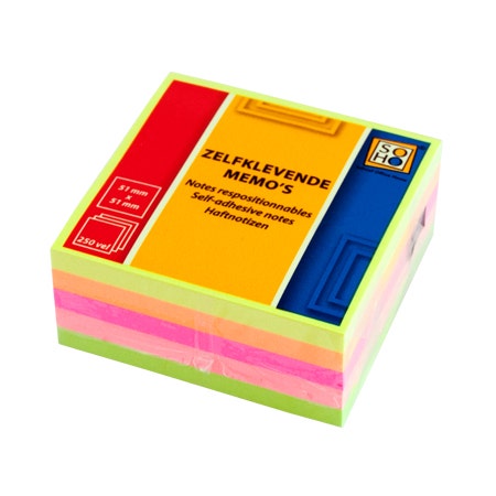 Zelfklevende memo's gekleurd 51x51mm