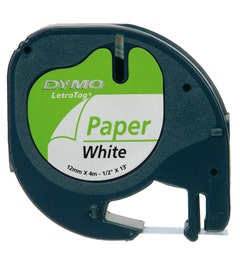 Tape 12mm Dymo LetraTag Papier Wit