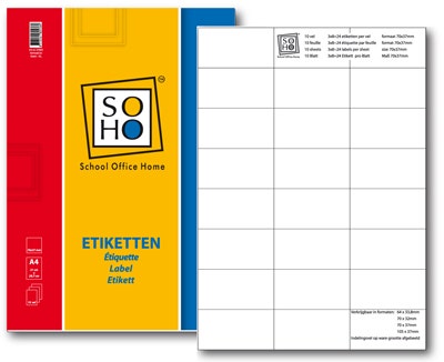 Etiketten A4 70x37mm 10 vel à 24 stuks