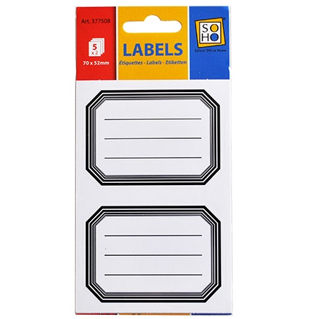 Schooletiket wit met zwarte rand hoek