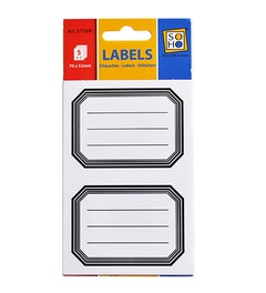 Schooletiket wit met zwarte rand hoek