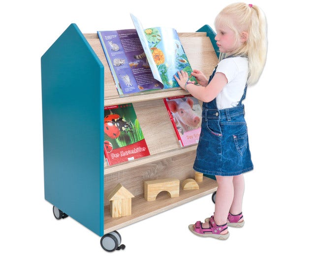 EduCasa verrijdbare boekenwagen (kleur: petrol)