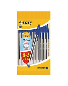 Balpen Bic Cristal blauw 8+2 stuks op blister