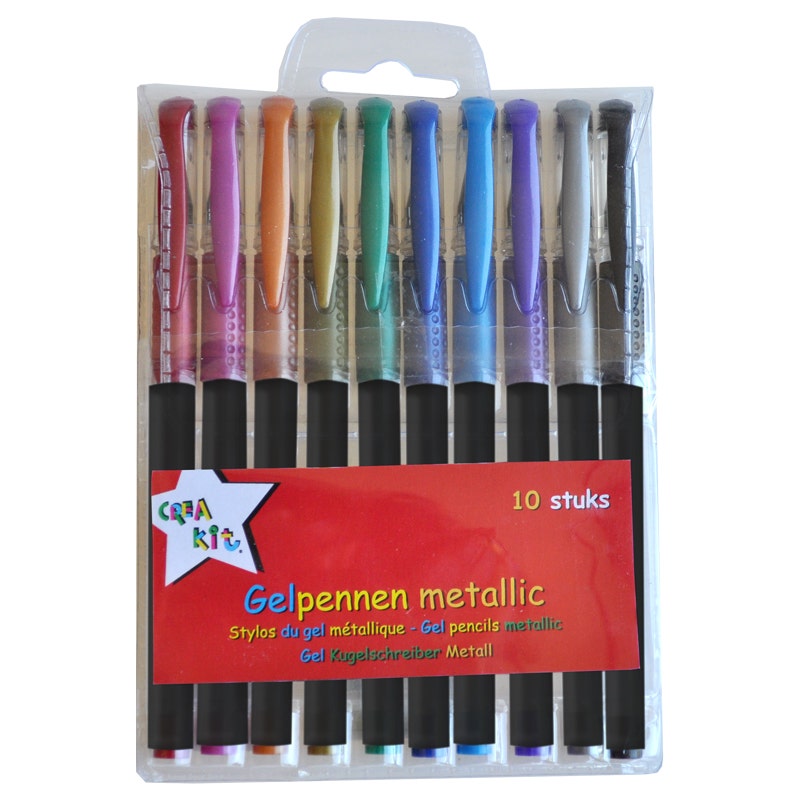 Gelpennen metallic in etui 10 stuks