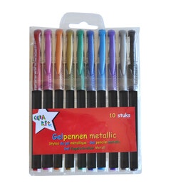 Gelpennen metallic in etui 10 stuks