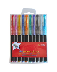 Gelpennen Glitter in etui 10 stuks