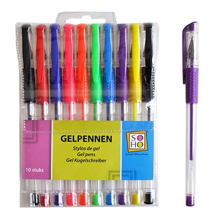 Gelpennen in etui 10 stuks