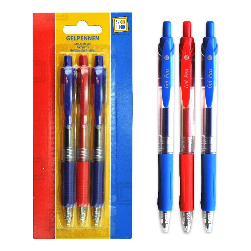 Gelpennen 3 stuks zwart/rood/blauw