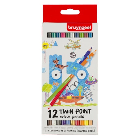 Bruynzeel Kids kleurpotloden twinpoints 12 stuks in blik