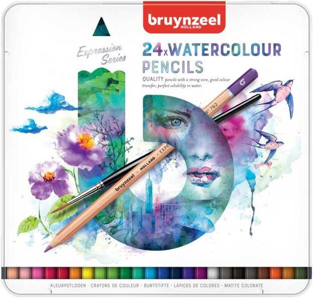 Bruynzeel Expression 24 aquarelpotloden in blik