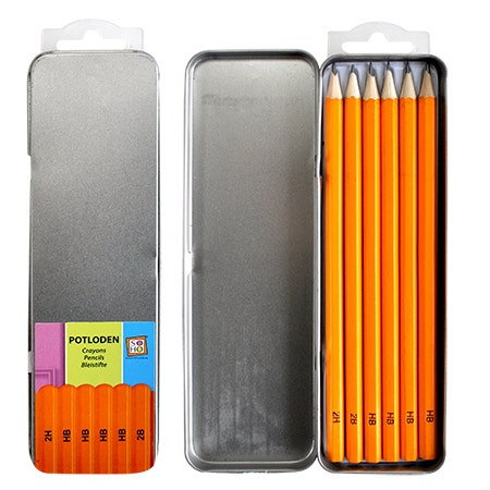 Potloden in blik 4xHB - 1x2B - 1x2H