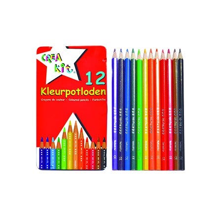 Kleurpotloden in blik 12 stuks Crea-Kit