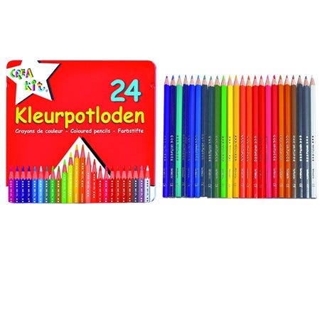 Kleurpotloden in blik 24 stuks Crea-kit