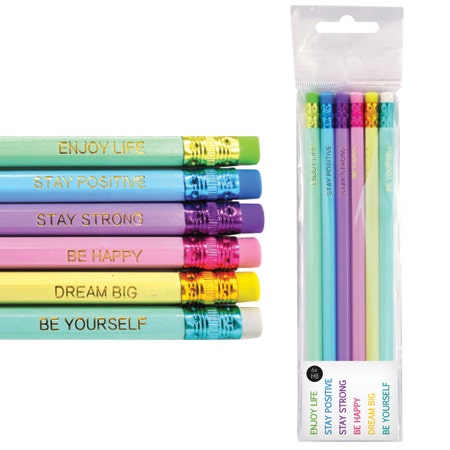 Potloden met gum pastel 6 stuks